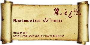 Maximovics Ármin névjegykártya
